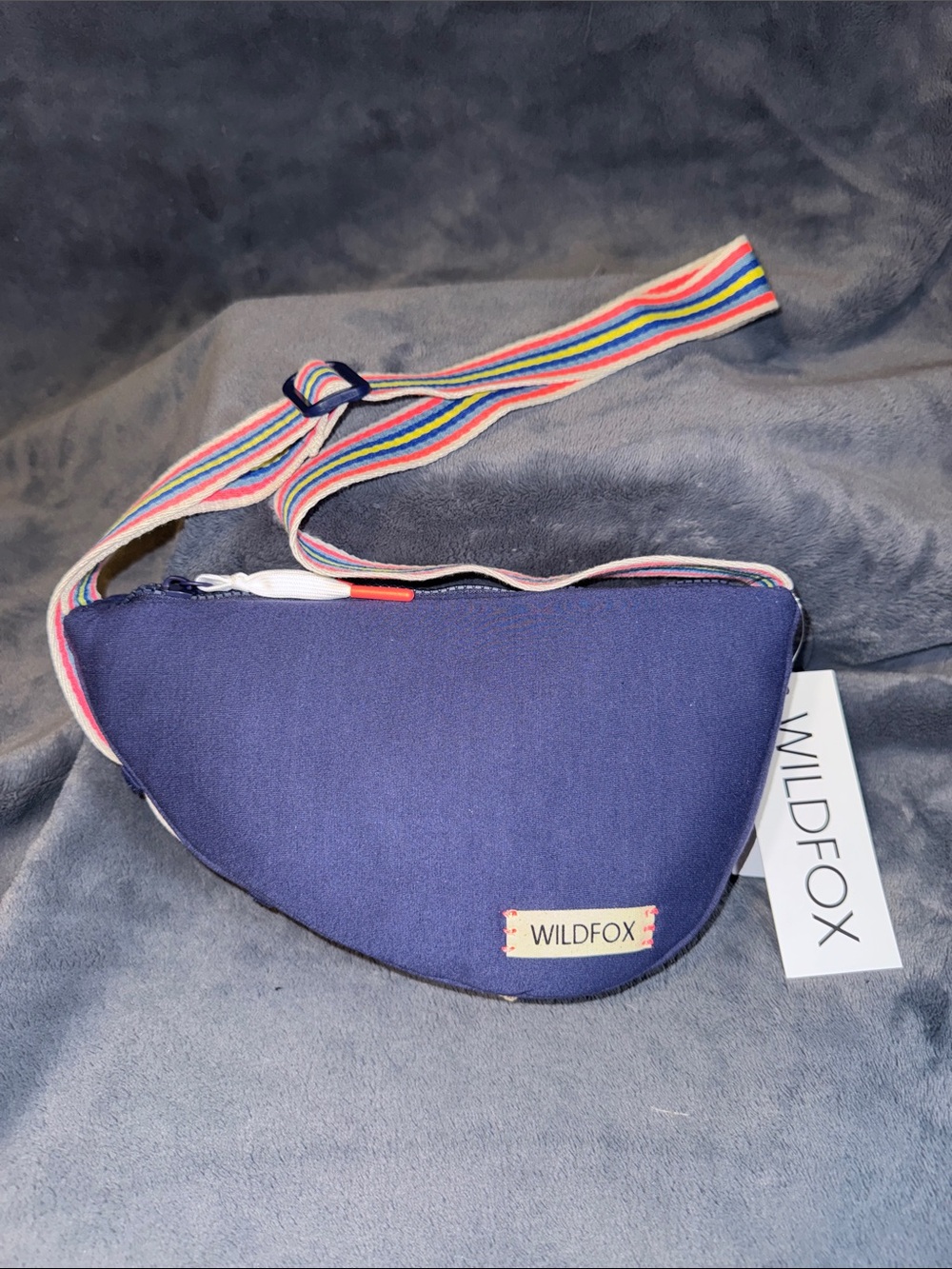 Wildfox Sling Bag Navy Blue Rainbow Colorful Strap